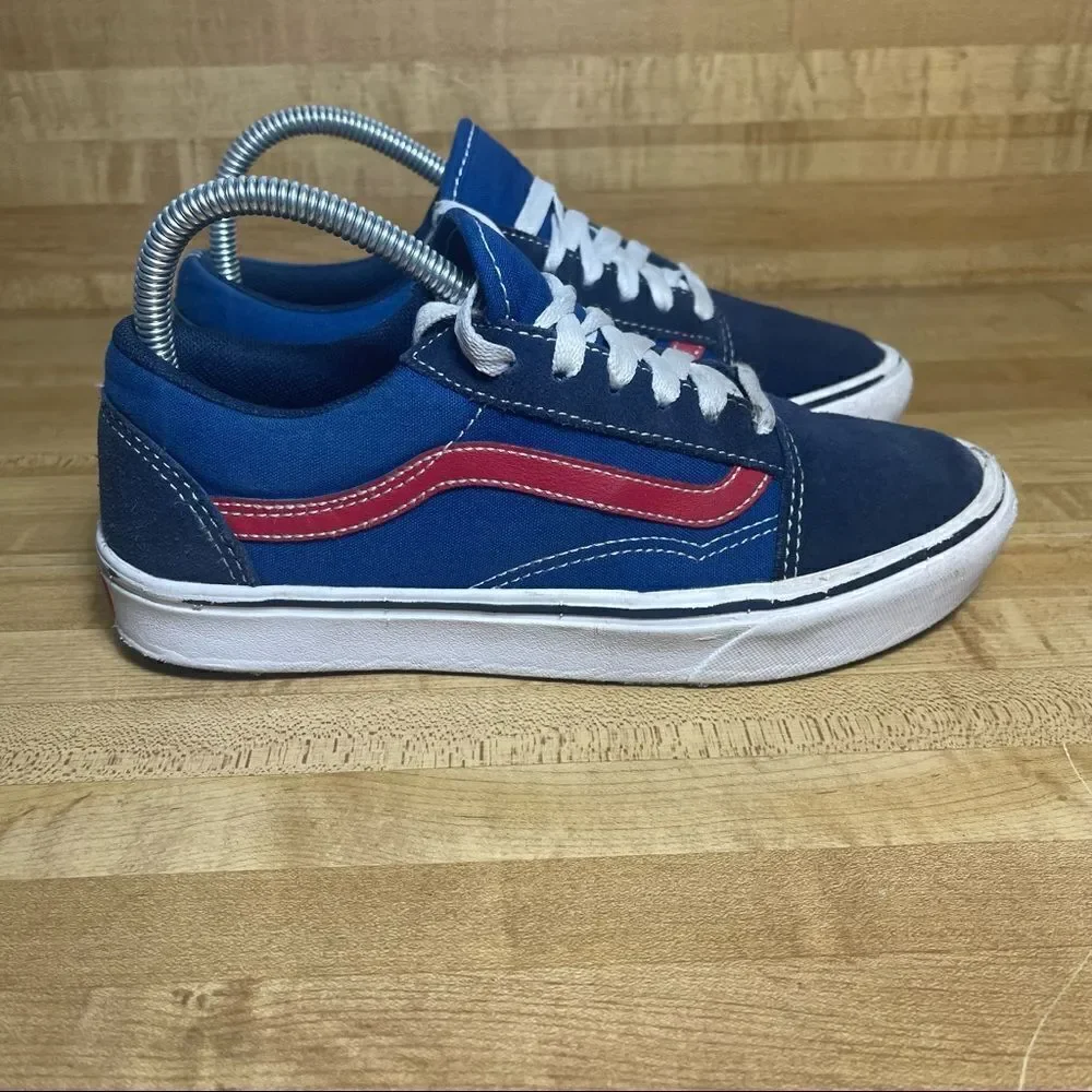 Vans Old Skool Boom Boom Sneaker Young Mens Size 6 Womens Size 7.5 Blue and Red